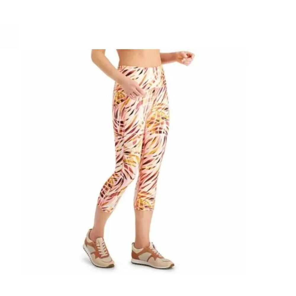 Id Ideology High Rise Printed Cropped Leggings Swirl Peachberry Size XS